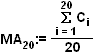 Formel zur Berechnung von 20-Tage Gleitendem Durchschnitt