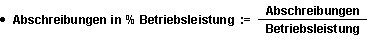 Formel zur Berechnung der Abschreibungen in % Betriebsleistung