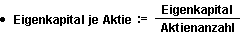 Formel zur Berechnung des Eigenkapitals je Aktie