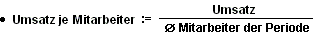 Formel zur Berechnung des Umsatzes je Mitarbeiter